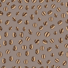 seamless vector texture with coffee beans without transparencies and gradients