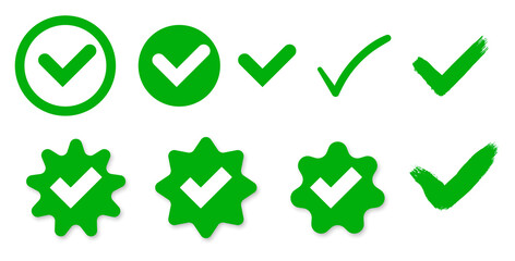 Check Mark Icon Set Vector Design. Vector symbols set ,green checkmark isolated on white background.