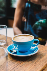 European style latte in a Mediterranean cafe