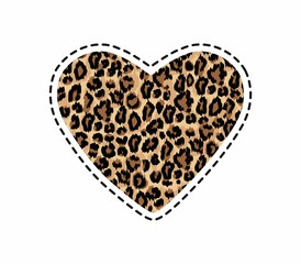 Leopard heart trendy vector illustration for print, textile, fabrics, poster, logo etc. Chic fashion vector illustration with animal skin texture for fashion print, Valentine's day, background or card