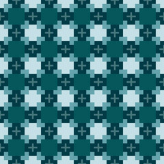 Abstract geometric pattern of squares with crosses. Seamless mosaic and tile. Vector illustration