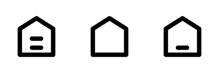 Set of 3 outline house icons.