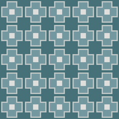 Abstract geometric pattern of squares with crosses. Seamless mosaic and tile. Vector illustration