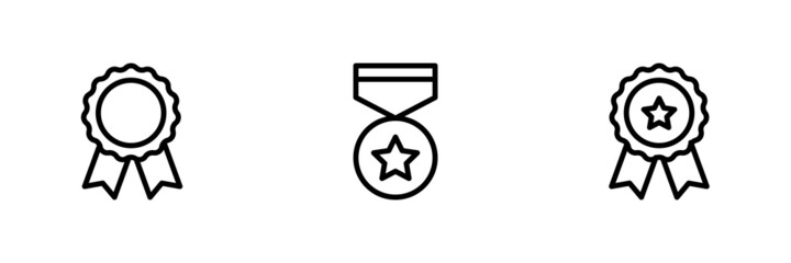 Set of 3 black medal icons.