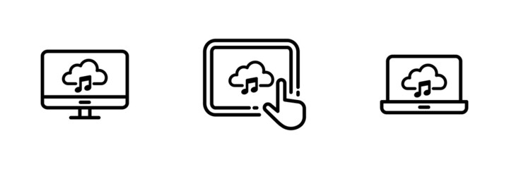 Set of 3 smart devices with music cloud icon.
