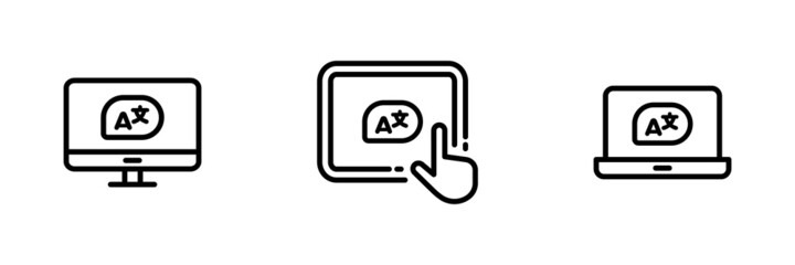 Set of 3 smart devices with translator icon.