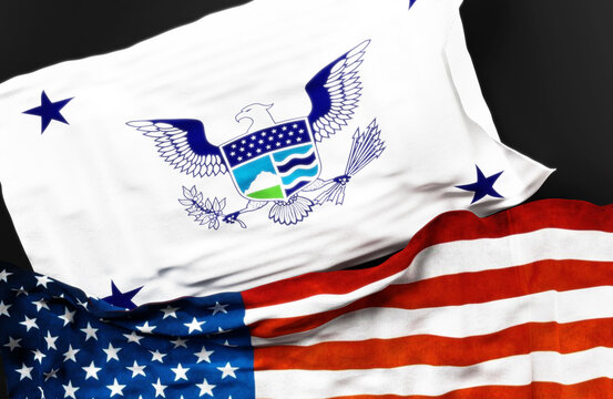 Flag of the United States Deputy Secretary of Homeland Security to vector along with a flag of the United States of America as a symbol of a connection between them, 3d illustration