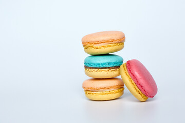 Stack of macaroons on a white background