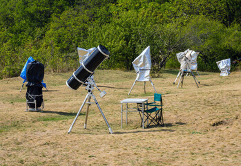 Telescopes for observing the sky. Territory of the Crimean Astrophysical Observatory. Settlement...