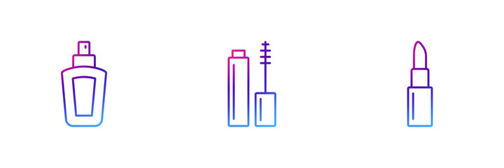 Set of 3 beauty elements icon with purple gradient effect.