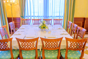 Classic dining room in luxury restaurant hotel.