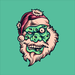 christmas zombie illustration vector design