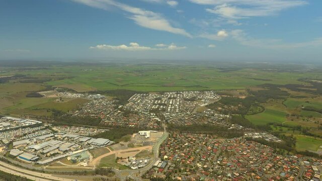 Traffic Aerial Ormeau M1 Motorway Highway towards Gold Coast, Queensland, Australia 
