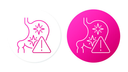 Symptoms of stomach problems (colic). Two lines icons concept