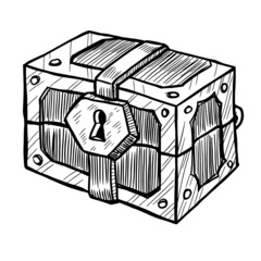 Hand drawn  vector illustration of chest isolated on white background