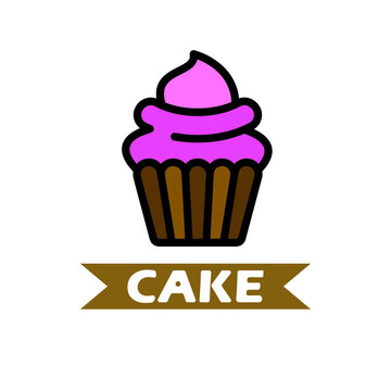 Logo design for a bakery or pastry shop. Cup cake vector. Friendly logo template. Sweets, food and desserts.