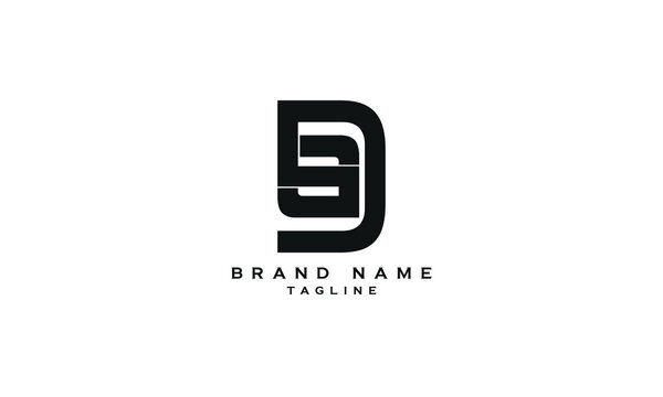 BSD, BD, DB, Abstract initial monogram letter alphabet logo design