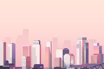 Urban scene scene at dusk background vector