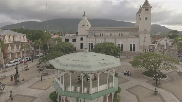 Aerial view of Central Park Puerto Plata, Dominican Republic. Shore of the Atlantic Ocean, Toma a&eacute;rea Parque Central Puerto Plata, Bah&iacute;a de Puerto Plata