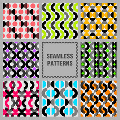 Set of bright geometric patterns.