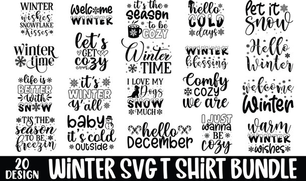 Winter svg t shirt design bundle 