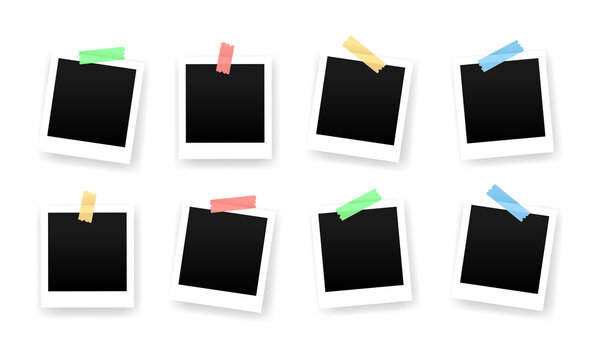 Vector illustration of blank polaroid frames. Suitable for design element of photo gallery presentation, and picture paper sheet printing. Blank polaroid frame on the white background.