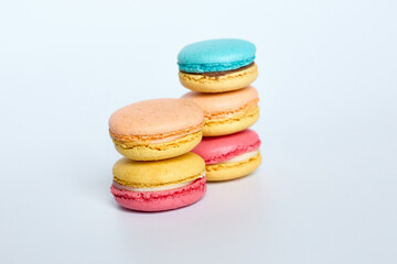 Stack of macaroons on a white background