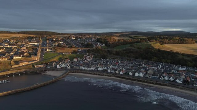 Pennan, Scotland, UK, Town Beach Area Aerials
