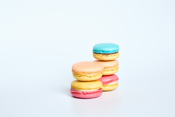 Stack of macaroons on a white background