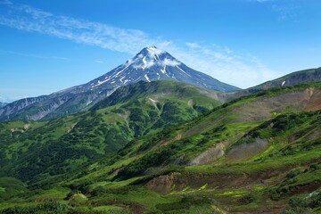 Vilyuchinsky stratovolcano (Vilyuchik) in the southern part of the Kamchatka Peninsula, Russia