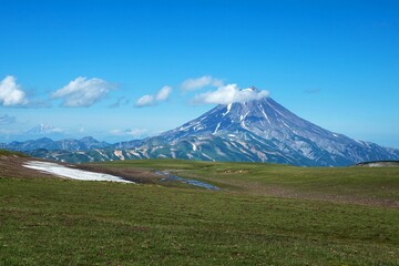 Vilyuchinsky stratovolcano (Vilyuchik) in the southern part of the Kamchatka Peninsula, Russia