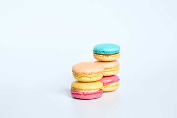 Stack of macaroons on a white background