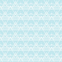 Blue and white triangle seamless ethnic pattern background. Vector illustration.