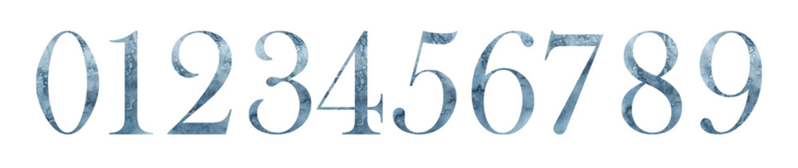 Beautiful abstract set of numbers from 0 to 9.