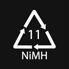 Battery recycling symbol 11 NiMH. Black Vector illustration