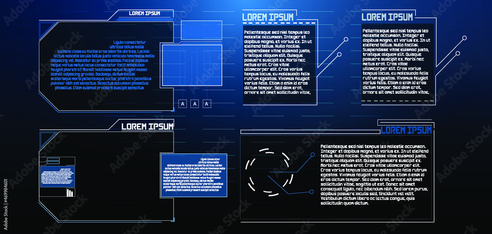 Poster futuristic vector hud interface screen design. digital callouts titles. hud ui gui futuristic user i