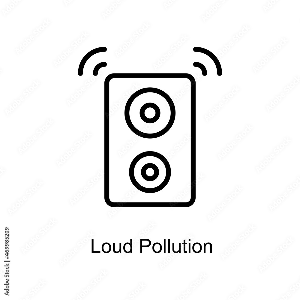 Poster loud pollution vector outline icon. illustration style eps 10 file format