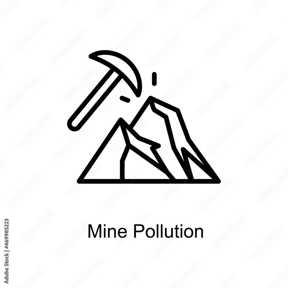 Poster mine pollution vector outline icon. illustration style eps 10 file format