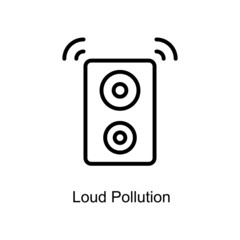 Loud Pollution vector outline icon. Illustration style EPS 10 file format