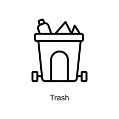 Trash vector outline icon. Illustration style EPS 10 file format