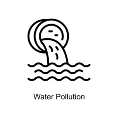 Water Pollution vector outline icon. Illustration style EPS 10 file format