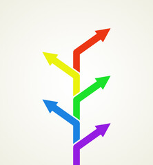 Colorful five steps with arrows graph. Abstract business infographic template. Concept of choosing, choices, decisions and progress.