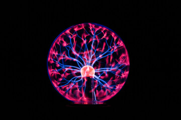 Plasma ball glowing  in the dark
