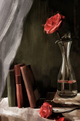 rose in a glass
