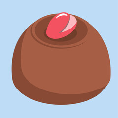 chocolate candy with berries, sweet with filling, candies for a holiday