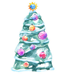 Watercolor christmas tree