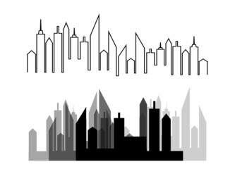 The silhouette of the city in a flat style. Urban cityscape. Vector illustration.