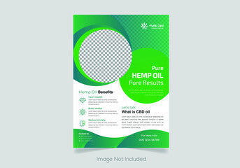 Hemp Product Flyer Template Vector, Health Brochure Cover Page, Medical Flyer Design