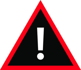 Warning sign, exclamation mark icon, danger  attention sign, caution alert symbol isolated on white background.