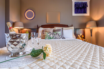 Beautiful and modern home and hotel bedroom interior design.
